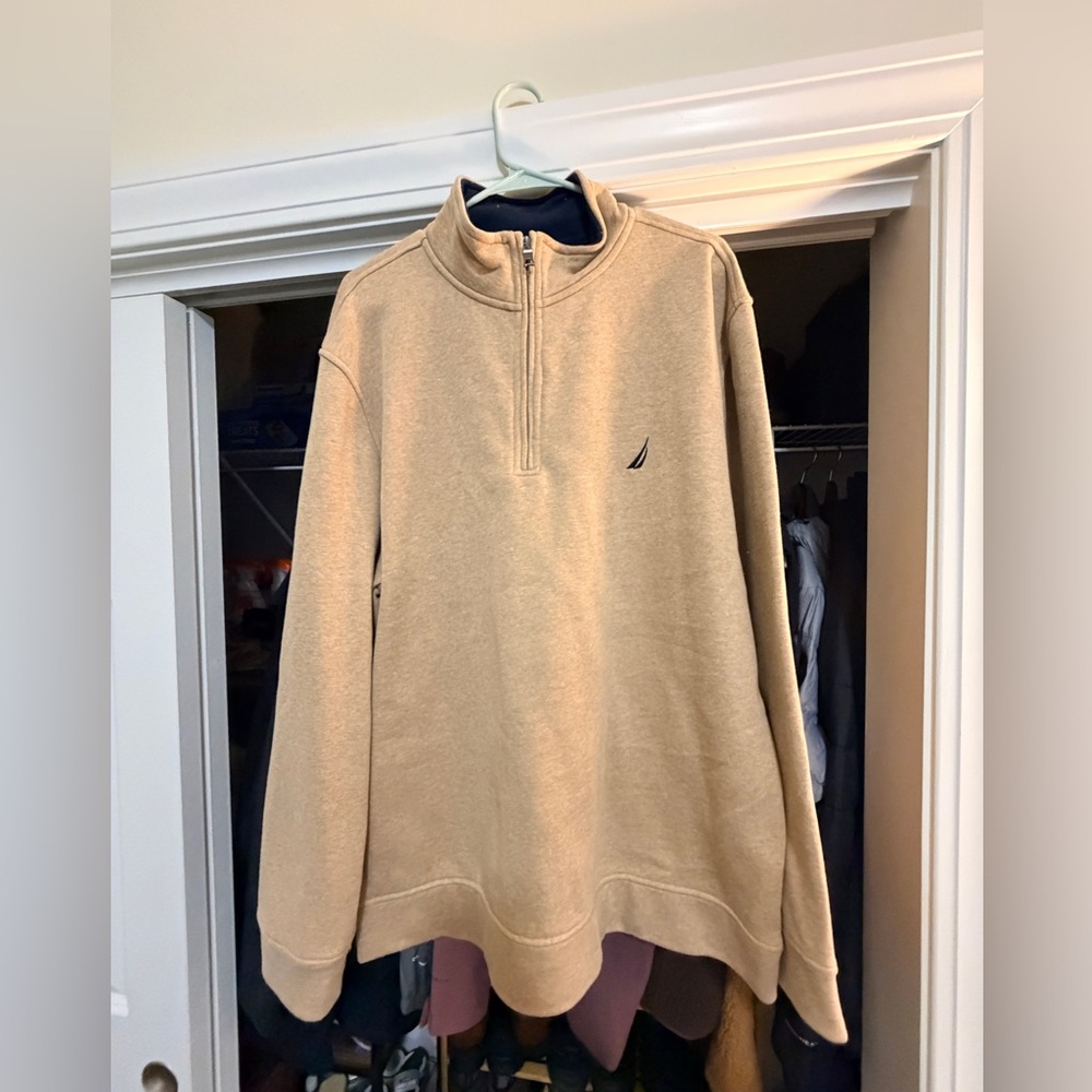 EUC Nautica XXL beige/khaki quarter zip sweater